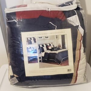 Regatta Embroidered 8-Piece Comforter Set in Navy, Red and Cream